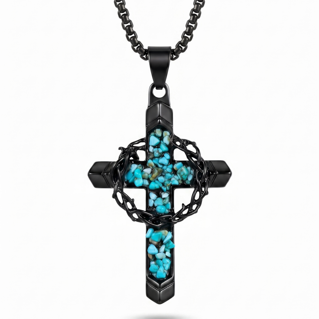FREE, Blue Crown Cross Pendant Necklace