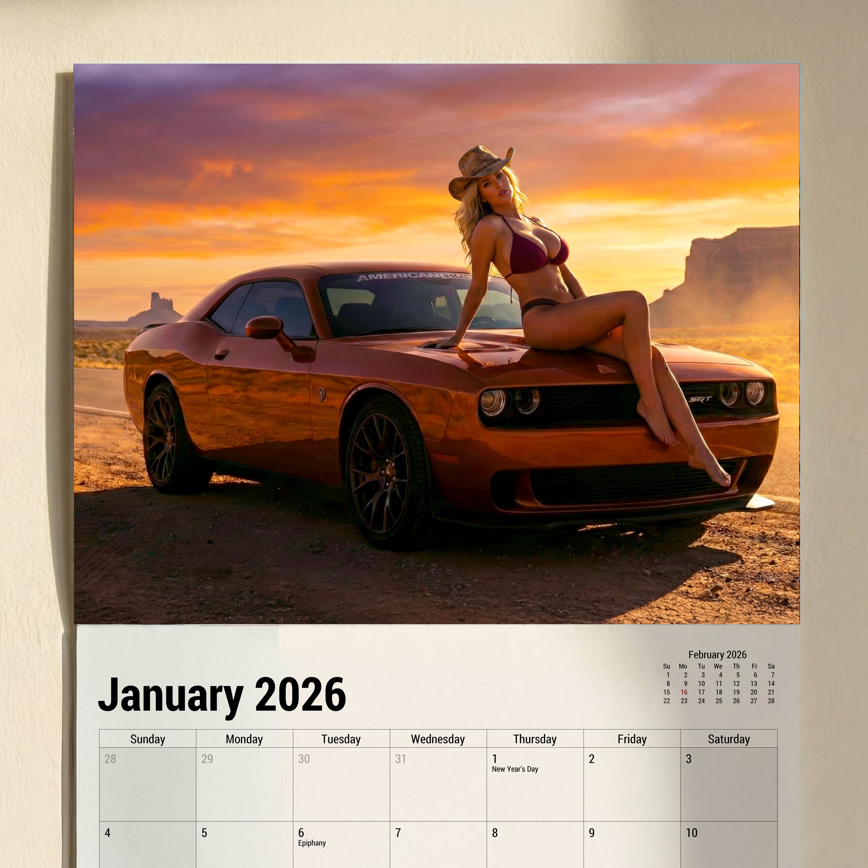 Hot Girls and Cars Wall Calendar 2026